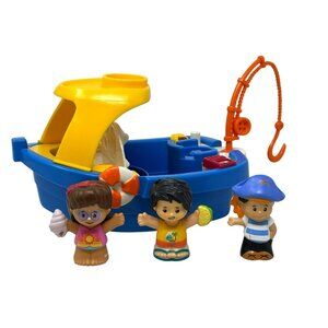 FISHER-PRICE Little People Float7 Fishing Boat 3 Figures 1998 Tub Toy